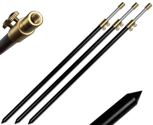 3 Stück Rutenhalter Brolly Bankstick Alu Doppelschraube 100-190cm 16/9mm schwarz