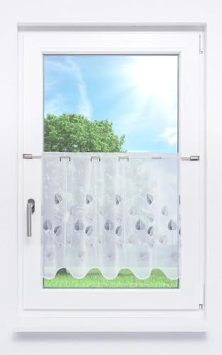 LYSEL Scheibengardine Designblätter (Bx H) 96cm * 50cm Grau/Grau