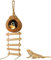 Aobuviou Gecko Coconut Husk Hut With Ladder - Natural Reptile Hideouts, Bird Nest Shell Hide for Small Animals