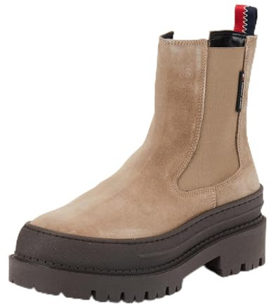 Tommy Jeans TJW Foxing Chelsea Suede (EN0EN02631, Stivaletti Medi Donna, Grigio (Porcini Taupe), 38 EU