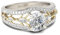 Jeulia Bagues rondes en argent sterling pour femme bagues de fiançailles bicolores avec boîte à bijoux pour femme, petite amie, anniversaire de mariage, Saint-Valentin (Argent, Or Jaune, 56(17.7))