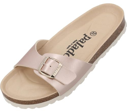 Palado Pantoletten Damen Malta BE Metallic – gefertigt aus pflegeleichtem, glänzendem Material Veloursleder-Decksohle – eleganter Look – Weichfußbett