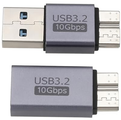 VGOL 2 Piezas USB A Macho/Hembra A USB Micro B Macho Convertidor de Disco Duro 10 Gbps Adaptador USB 3.2 Compatible con Toshiba Compatible con Seagate