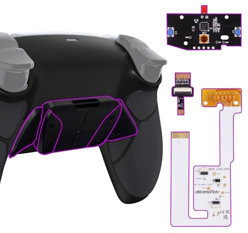 eXtremeRate Rise4 V3 Remap Kit Programmabile per ps5 Controller Joystick BDM-030/040/050,4 Tasti Aggiuntivi Palette Cover Posteriore Grip Gommato,Back Button Attachment per Joypad-Nero