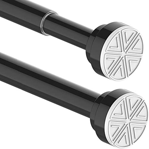 1 barra de ducha sin agujeros, barra telescópica para armarios, baño, armario, 115-205 cm negro (diámetro 25 mm)