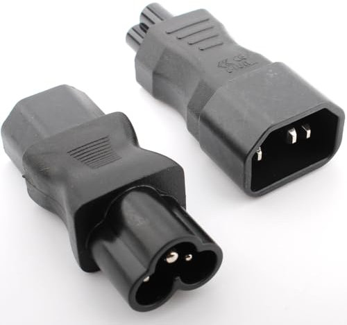 VISSQH 2 Pezzi 250V 10A IEC 320 C14/C13 a C5/C6 Adattatore di Alimentazione per bollitore,IEC alimentazione adattatore di prolunga 3 Pin Plug Power Connettore AC per laptop,monitor UPS