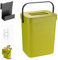 Hängender Mülleimer, 3L Hängender Küchenmüllbehälter, 16,1x13x20,5cm Mülleimer für Arbeitsplatte, Nicht Perforiertes Hängendes Müllloch, Wandmontierter Mülleimer, Vollfarbiger Papierkorb, Grün