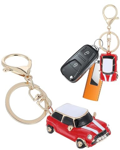 Yuanchu Mini Auto Schlüsselanhänger, Metall Automodell-Schlüsselanhänger mit Schlüsselring Auto Geschenk Auto Schlüssel Anhänger Auto Keychain für Motorrad Fahrrad Auto Handtasche Rucksack(rot)