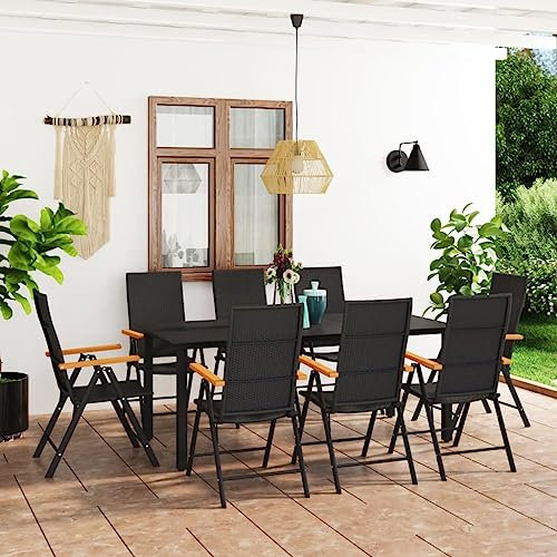KLYEON 9-TLG. Garten-Essgruppe Schwarz und Braun,Wetterfeste GartenEssgruppe: Luxus für Ihren Garten, die Terrasse oder den Balkon Gartenmöbel