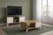 MOMMAHOME® Lot de 2 meubles de salon : meuble TV et table basse, finition chêne et blanc MDF, ensemble salle à manger