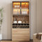 boorbin Badezimmerschrank,Spirituosenschrank,Vitrine Vitrinenschrank mit Glastüren und Beleuchtung 180 cm (Natur-2)