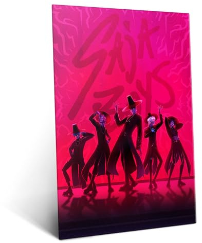 Displate Metallposter KPop Demon Hunters Wandbild - Netflix - Saja Boys in Neon Red - Huntrix K pop Geschenk – Premium Wanddekoration Wand Deko Wohnzimmer Film Poster - 48 x 67.5 cm