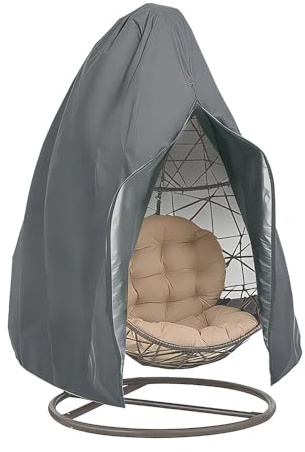UMCHU 1 Pièce Couverture de Chaise Suspendue, pour Fauteuils en Forme D'œuf | Polyester, 190×115cm, Gris, avec Fermeture Éclair, Cordon Serrage Réglable, Imperméable, Protège Fauteuil du Vieillissement