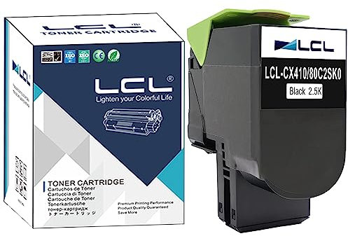 LCL 802SK Schwarz Toner kompatibel für Lexmark 800S1 80C2SK0 80C2SKE 80C20K0 802K für Lexmark CX310 CX310N CX310DN CX410 CX410E CX410DE CX410DTE CX510 CX510DE CX510DHE CX51010DTHE (1-Pack)