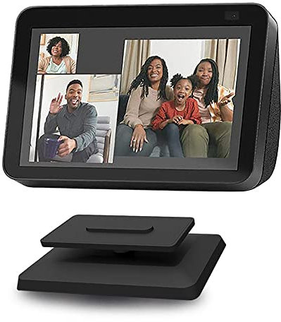 IRONA Adjustable Stand for Echo Show 8 (1st and 2nd Gen), Base Mount Compatible with Amazon Alexa 8, Built-in Magnet, Swivel and Tilt (Black)