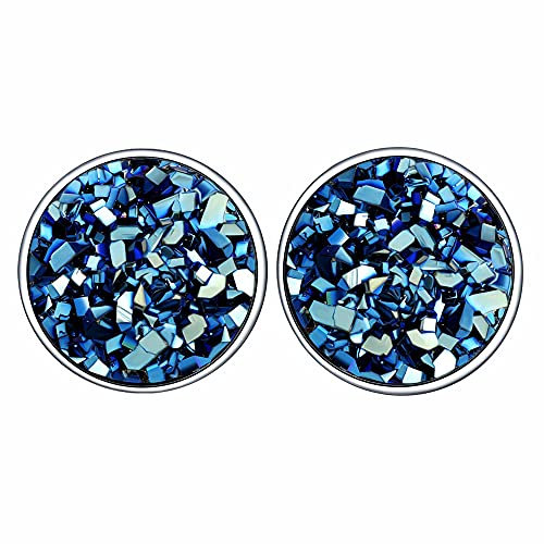 BUKEQILA Rund Damen-Ohrringe 925 Sterling Silber Zirkonia Böhmische Ohrstecker Schmuck Sternenhimmel 8.5mm Ohrringe mit Geschenkbox Muttertagsgeschenk Geschenke für Frauen