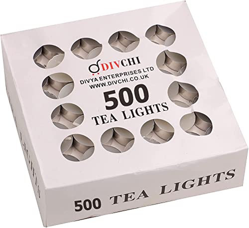 DIVCHI Candles 500 Pack 4 Hour Tea Lights | Long Burning Tea Lights Candle | Unscented Tealights Great For Everyday Use, Wax Melts Burners