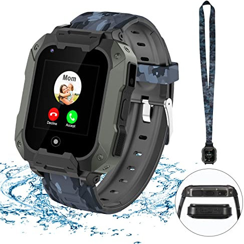 LiveGo Smart Watch für Kinder, 4G sicheres Smartwatch mit Abnehmbarem Gehäuse, GPS-Tracker, SOS-Anruf, Kamera-WLAN für Kinder Studenten im Alter von 4-12 Geburtstagsgeschenken Schultag(T28 Schwarz)