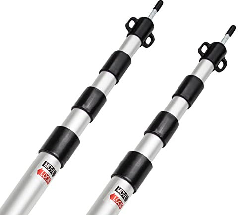 2 STÜCK - Aluminium Zeltstange - mit Spitze Ösen für Zeltschnur - teleskopierbar 80-230 cm - 4 Teile - 30/25/22/19 mm leicht stabil Ersatz Gestänge Zelt Vorzelt Camping Teleskopstange Aufstellstange