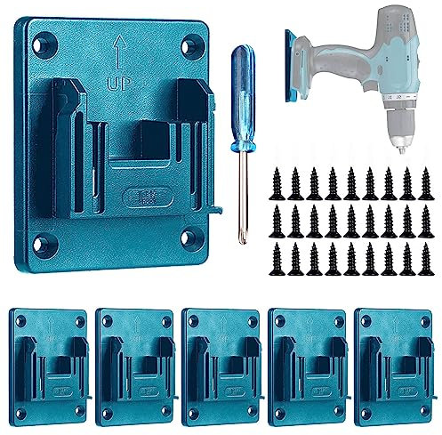 Nizirioo Lot De 6 Porte-Outils, Porte-Forets pour Perceuse Makita 18 V Support Mural pour Outils De Perçage Outil Électrique & Power Multitool Support Mural Outils Électriques avec 27 Vis (Blau)