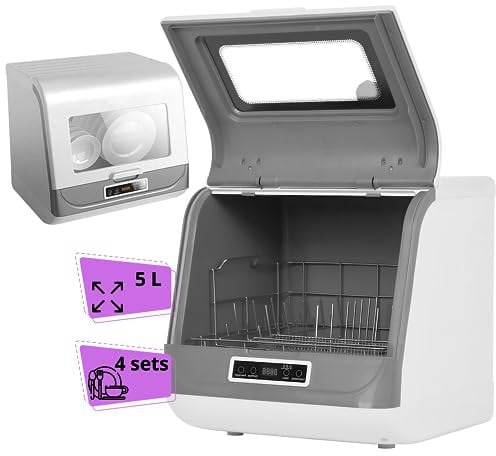 Mini lavastoviglie libera installazione. Lavastoviglie piccola 4 coperti con diversi programmi da lavaggio, asciugatura e disinfezione. Mini lavastoviglie portatile senza installazione (Modello B)