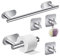 WIGUROE 5PCS/Set Towel Rail Set, Self Adhesive Bathroom Hardware Kit, Including Towel Holder Toilet Paper Holder Hooks, Silver Stainless Steel Towel Bar Bathroom Accessories, 40cm