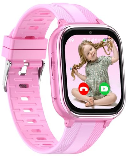 Reloj Inteligente Niño GPS y Llamadas - Smartwatch con Localizador, SOS, Chat, Videollamada, Modo Clase, Música, Cámara, Podómetro, Despertador - Reloj Infantil para Niños y Niñas de 4 a 12 Años Rosa