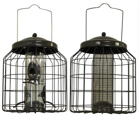Selections Deluxe Heavy Duty Squirrel Proof Hanging Bird Seed & Nut Feeders Cage (Pack of 2)