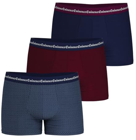 Eminence Herren Business Print Unterwäsche, Marineblau/Burgunderrot, XXL