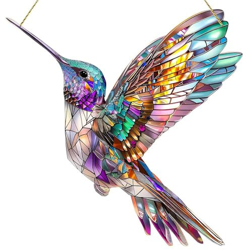 Sonnenfänger Fenster,Kolibri-Sonnenfänger Fensterdeko Hängend Kolibri Suncatcher Kolibri 2D-Acryl-Ornament Suncatcher,Geeignet für Fenster Wohnräume Wände Gartendekoration