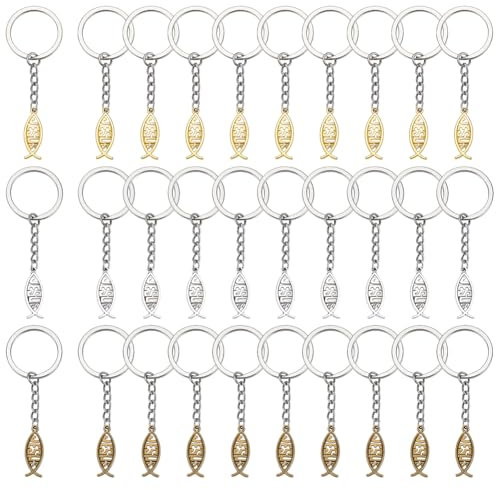 PH PandaHall 30 Stück Jesus Fisch Schlüsselanhänger 3 Farben 8cm Christlich Schlüsselanhänger Religiöser Taschenanhänger Für Jesus Partys Ostergeschenke Hochzeitsgeschenke Anhänger: 2.7cm