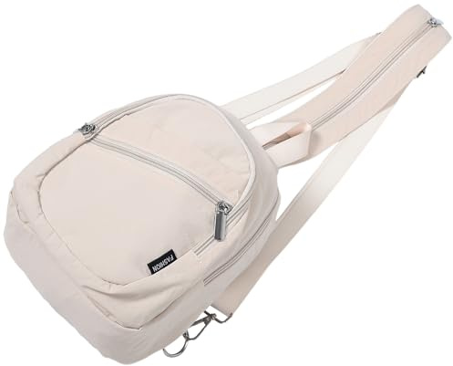 Toyvian Mini Sling Rucksack Damen Herren Small Backpack Crossbody Brusttasche Daypack für Freizeit Wandern Reisen Sport Beige Vielseitig Leicht und Kompakt