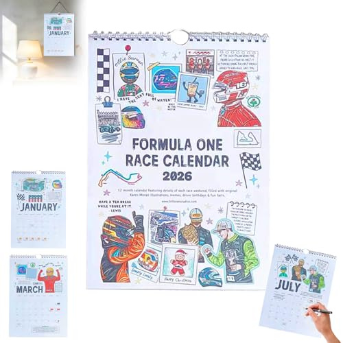 F1 Scrapbook Rennkalender 2026,Der Rennfreie Wandkalender des Ultimate Fan mit Track Art,F1 Wandkalender 2026, Motorsport-Erinnerungen,Premium-Renngeschenke für wahre Motorsport-Liebhaber (1PC)