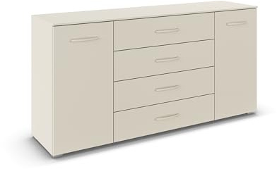 Rauch Möbel ADITIO, Kommode, Farbe Beige, Breite 160 cm | Sideboard im zeitlosen Stil, 2-türig, 4 Schubladen, Soft-Close-Funktion, für Schlafzimmer, Gästezimmer, Wohnzimmer, Flur
