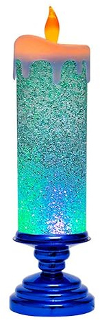Quiceerly LED-Weihnachtskerzen, Farbwechselnde LED-Wasserkerze mit Glitzer, Flammenlose LED-Kerzenbeleuchtung, Schreibtisch, Tisch, Langlebiges Blau