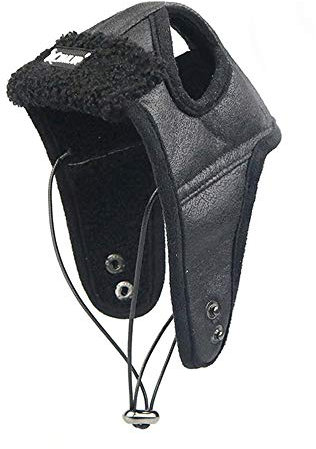 Haustiermütze, Retro-Design, warm, Pilotenmütze mit Ohrlöchern, für kleine, mittelgroße und große Hunde (XL, schwarz)