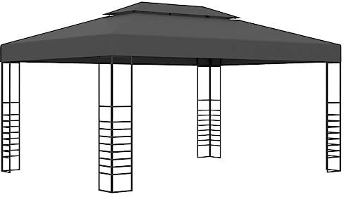 vidaXL Pavillon Doppeldach Gartenzelt Partyzelt Festzelt Gartenpavillon Bierzelt Garten 3x4m Anthrazit Stahl Stoff mit PA-Beschichtung