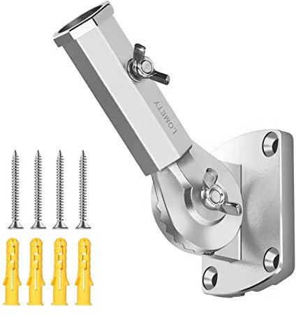 LOMETY Flaggenmast-Halterung aus Edelstahl, robust, mehrere Positionen, Mehrwinkelverstellung, Wandhalterung, für 2,5 cm große Fahnenmast (Silber)