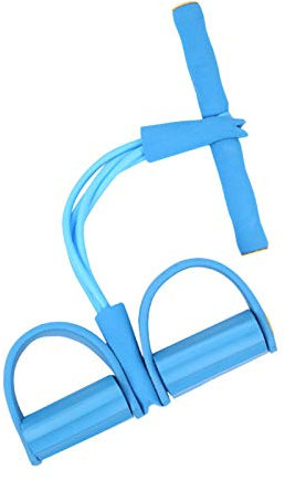 Bauchtrainer Multifunktions-Krafttraining, 4 Tubes Pedal Resistance Band, Expander Elastisches Sit-up Pull Rope Bodybuilding Pedalwiderstandsband für Yoga Arm Bein Dehnen Abnehmen Training (Blau)