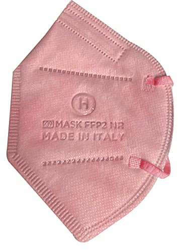 15 Mascherine FFP2 certificate CE colorate ROSA prodotte in ITALIA. Elastici morbidi bianchi, 5 strati Filtraggio ≥95%. Sigillate singolarmente. Certificazione ISO 9001 ed UE 2016/425