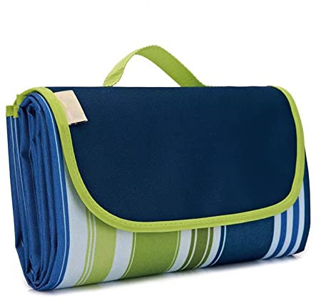 DOTBUY-SHOP Coperta da Picnic Impermeabile Portatile, Grande Antisabbia Striscia Coperta da Campeggio Pieghevole Bambini Come Tappeto da Gioco per Spiaggia Giardino (Blu Scuro,195x200cm)