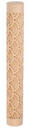 Sourcing Map Rouleau en Bois de Hêtre pour Argile - Texture Mer 15Cm X 2Cm - Motif Embossé pour DIY