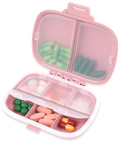 Sibba 1 Stück Pillen-Organizer-Box Medikamentenkoffer Taschenhalter BehäLter TäGlich Tragbar für Reisen 7 Tage 3 Mal Medikamentenaufbewahrung WöChentlicher Spender Individuelle Fachabdeckungen (Rosa)
