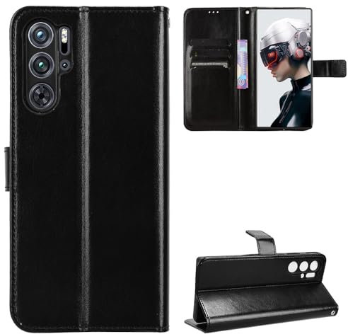 BAILI Lederhülle für ZTE Nubia Red Magic 9 Pro+ Hülle, Tasche Cover Etui Handyhülle für ZTE Nubia Red Magic 9 Pro+, Schwarz