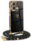 Mkej Coque pour Xiaomi Redmi Note 13 Pro 5G avec Cordon de Collier, Coque avec Cordon Motif Coeur d'amour TPU Housse, Collier RéglableTéléphone Portable Lanyard Case Xiaomi Redmi Note 13 Pro, Or Noir