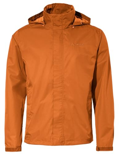 VAUDE Escape Light Regenjacke Herren wasserdicht – Leichte 2-Lagen Jacke mit verstaubarer Kapuze, winddicht und atmungsaktiv, kumquat,XXL