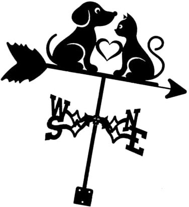 Milageto Wetterfahne, Windrichtungsanzeige, langlebig, für den Außenbereich, dekorativ, Wetterhahn, Messwerkzeuge, Wetterfahne, Katze, Hund, Kunstdekoration