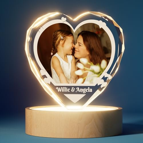 Bemaystar 3D Crystal Photo Personalized,Cadeau de Fête des Mères pour Femme Maman,Premier Cadeau de Fête des Mères de Fille Fils