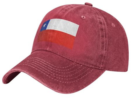 Flagge von Chile Washed Cowboy Baseball Cap für Erwachsene - Stilvolle und atmungsaktive Mütze mit verstellbarem Riemen, Rot/Ausflug, einfarbig (Getaway Solids), Einheitsgr��e