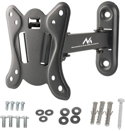 Maclean MC-416 Soporte para TV o Monitor, Soporte de Pared para Pantallas de 13-32, Rotación e Inclinación Ajustable, máx. VESA 100x100, Carga máx. 30kg, Color Negro